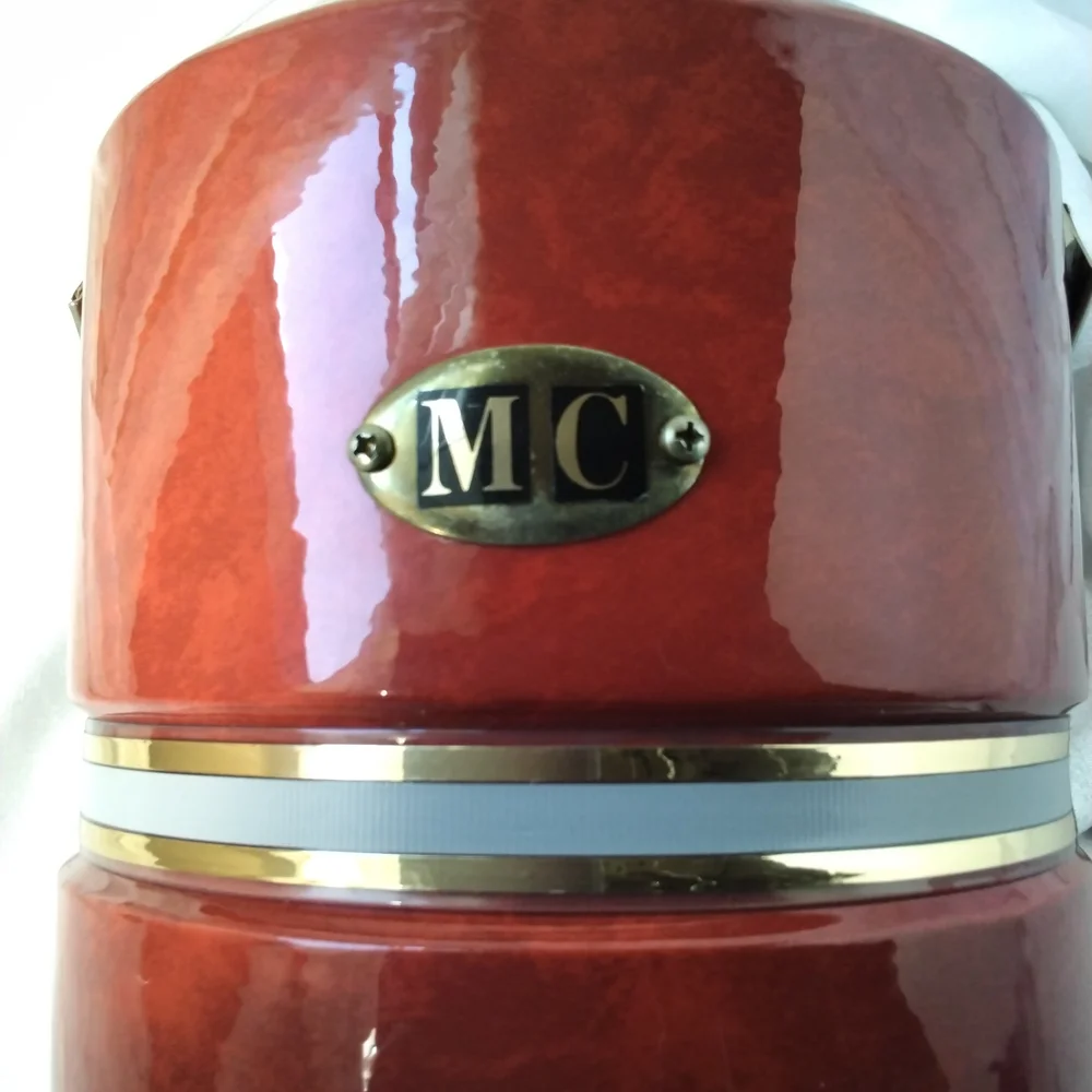 Georges Briard Red Ice Bucket with Brass Handle